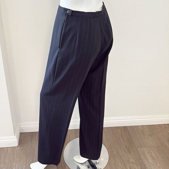 MaxMara Black & White Pinstripe Trouser Pants Straight-Leg Tailored Mid Rise - Picture 3 of 8